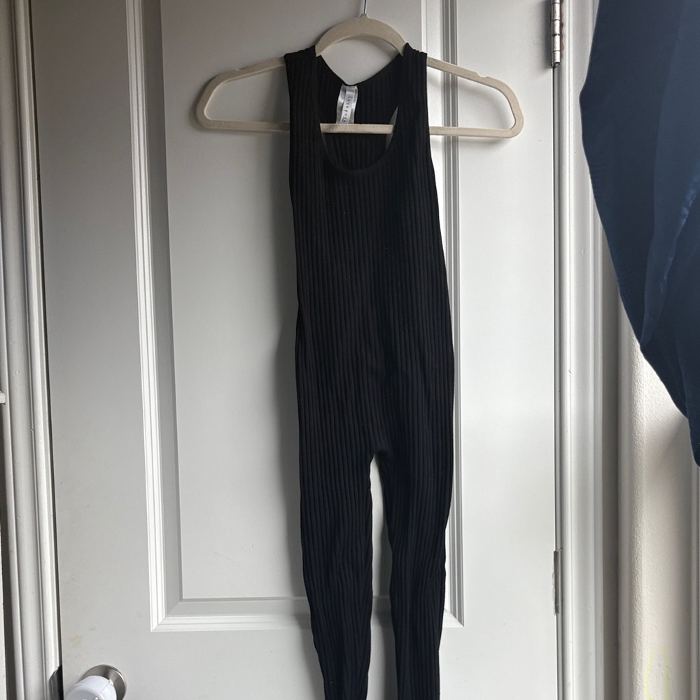 Black Ribbed Jumpsuit
